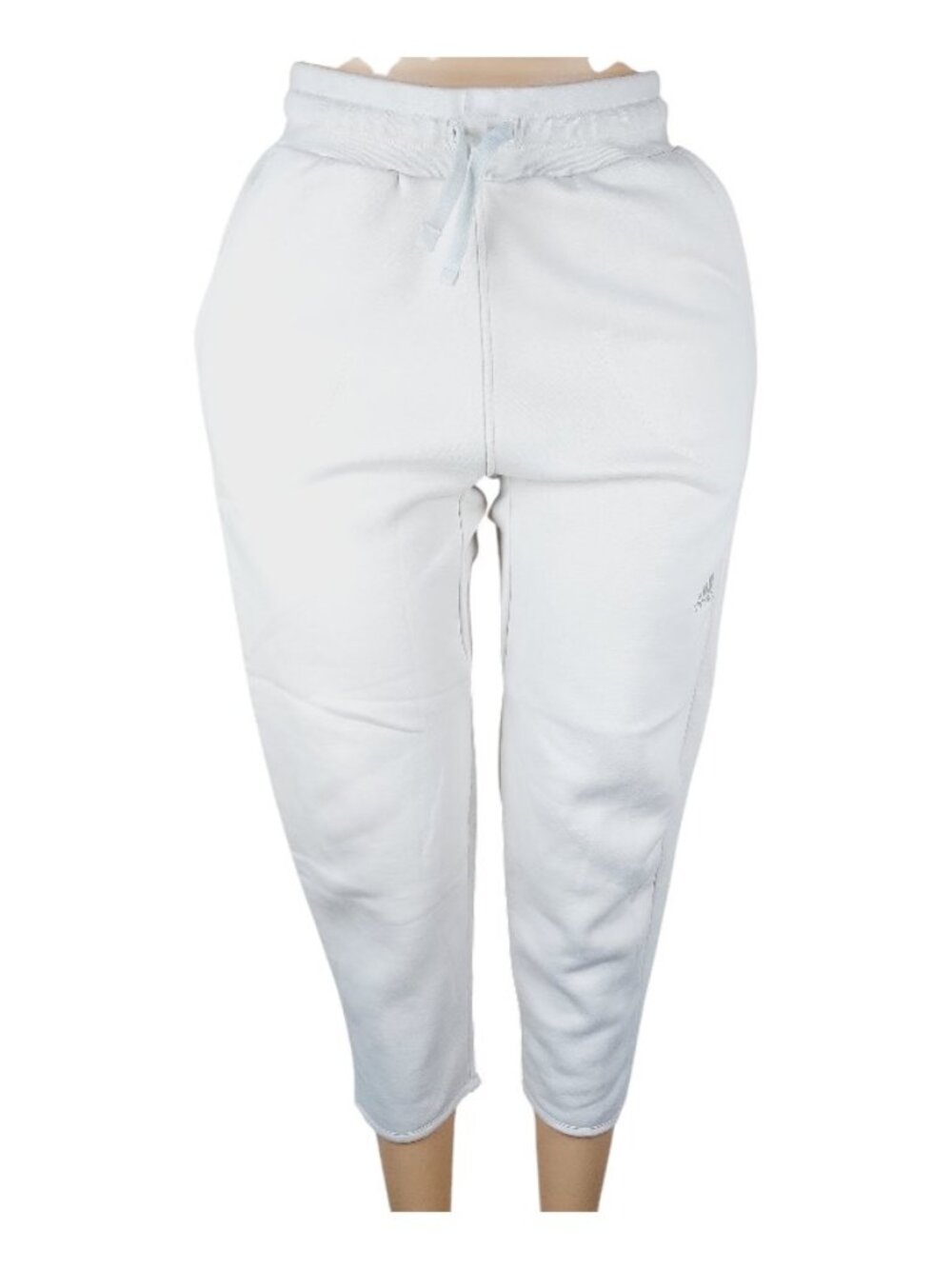 Adidas Women's White Tapered-Leg Fleece Sweat Casual Crop Pants Size S